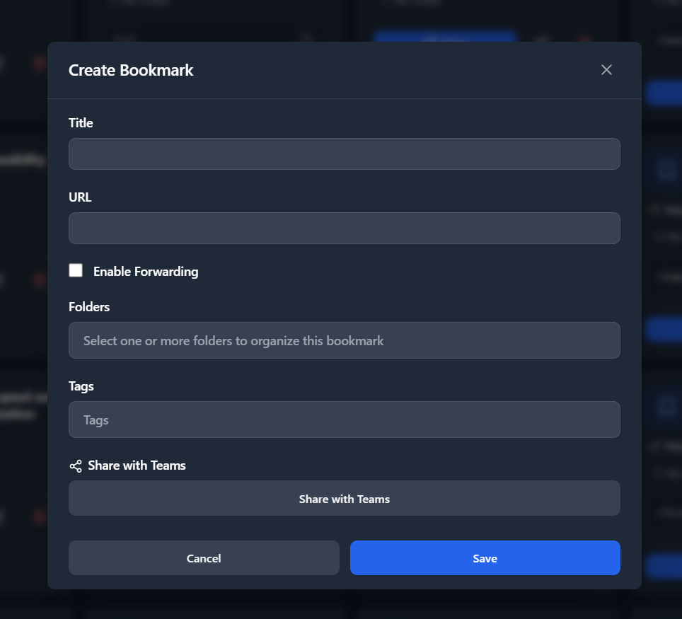 Create Bookmark Modal